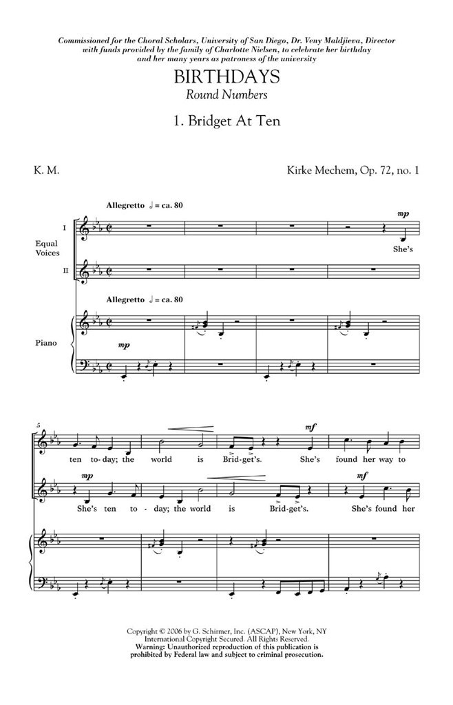 Birthdays / Round Numbers Op. 72
